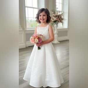 Forever Yours White Satin Flower Girl/First Communion/Miniature Bride